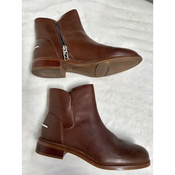Franco Sarto Women's Happily Brown Leather Ankle Boots Size 7.5 M Side-Zip New - Picture 2 of 7